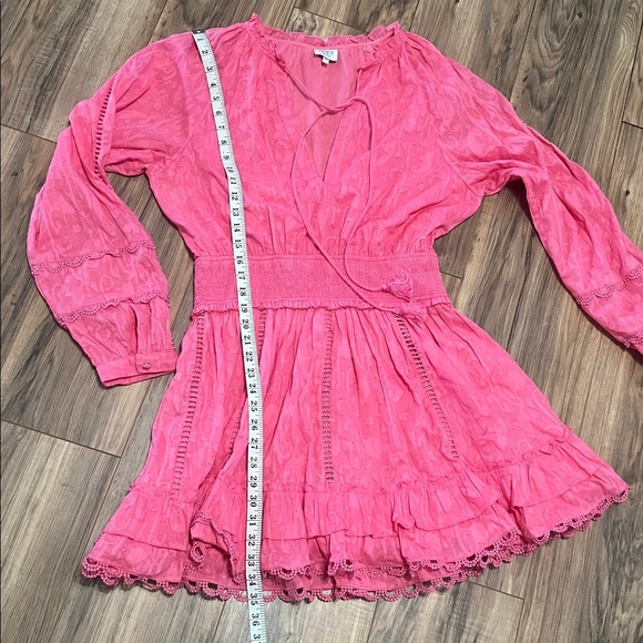 Hemant & Nandita Boho Gypsy Hot Pink Mini Dress L Ruffle Hem Festival - Picture 5 of 8